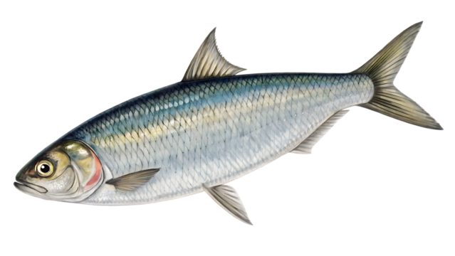  Atlantic herring  clupea harengus Isolated on white background PNG.AI GENERATED