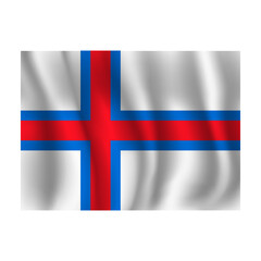 Fototapeta premium Flag of Faroe Islands wavy flutters in wind, with folds 3d