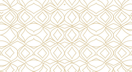 Elegant seamless pattern with golden abstract diamond shapes on white background. Vector pattern.
