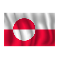 Flag of Greenland wavy flutters in wind, with folds 3d