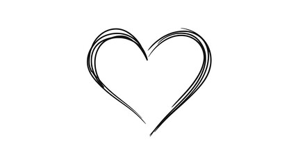 Elegant Heart Outline Drawing with Artistic Brush Strokes