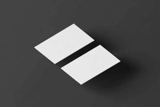 Blank business cards mock up on dark background, showcasing two cards with clean design, ideal for branding, marketing, or personal use in professional settings