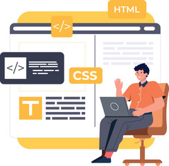 Web UI-UX design, web development concept. Web design, application design, coding, and web building on pastel purple background. 3d Vector Illustration
