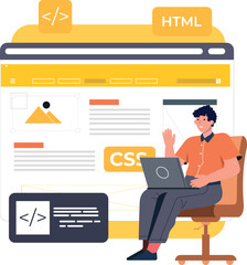 Web UI-UX design, web development concept. Web design, application design, coding, and web building on pastel purple background. 3d Vector Illustration
