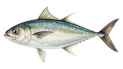 Fototapeta premium Tuna isolated on a white background PNG. AI GENERATED