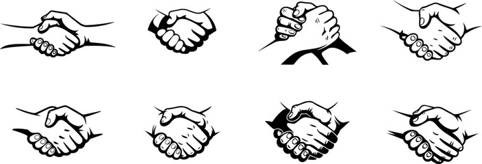 Set of handshake line drawing vector illustration