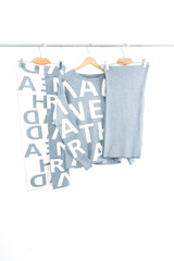 White and Blue Printed Women's Poncho Top with Letter Design