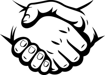 handshake line drawing vector illustration, silhouette