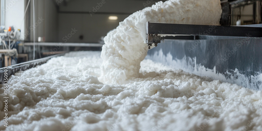 Poster High-quality polyurethane foam production in a factory setting Generative AI