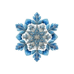 Beautiful blue snowflake isolated on transparent background