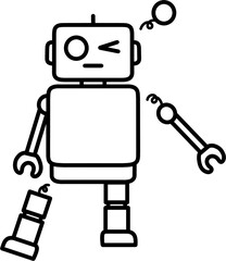 고장난 로봇 흑백