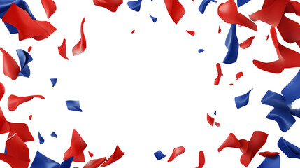 realistic Bastille Day mockup, top view with French flags, isolated on transparent background