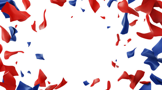 realistic Bastille Day mockup, top view with French flags, isolated on transparent background - Powered by Adobe