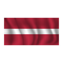 Flag of Latvia wavy flutters in wind, with folds 3d