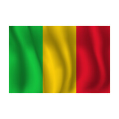Flag of Mali wavy flutters in wind, with folds 3d