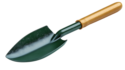 Gardening Shovel , Metal garden tools: shovel, spade, and trowel with wooden handles, Garden Fork ,  Isolated on white background, clipping path included, transparent png.