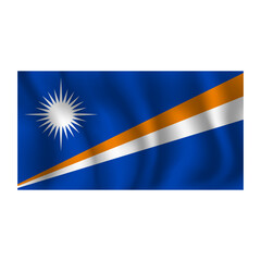 Flag of Marshall Islands wavy flutters in wind, with folds 3d