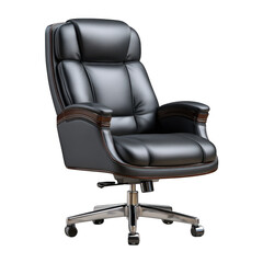 Executive leather chair isolated on transparent background
