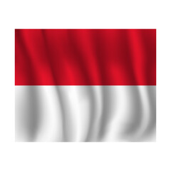 Flag of Monaco wavy flutters in wind, with folds 3d