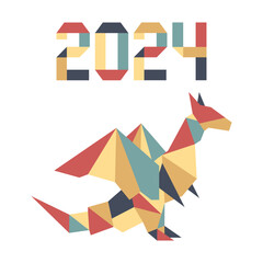 Happy new year Vector illustration Origami Symbol of 2024 on Chinese calendar Year of dragon