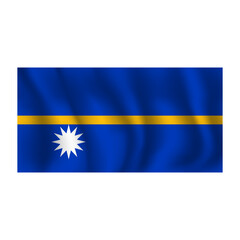 Flag of Nauru wavy flutters in wind, with folds 3d