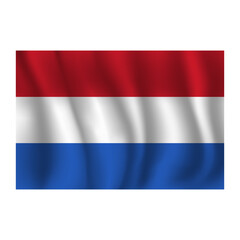 Flag of Netherlands wavy flutters in wind, with folds 3d