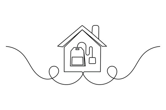 Tea bag icon in continuous one line drawing minimalist style isolated on white background