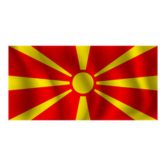 Flag of North Macedonia wavy flutters in wind, with folds 3d