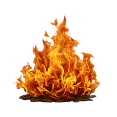 Bright orange flames isolated on transparent background
