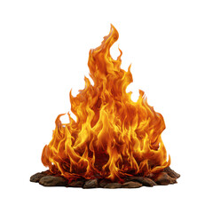 Campfire flames isolated on transparent background