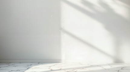 Minimal abstract light gray background for product presentation. Soft shadow and light from windows on white wall.