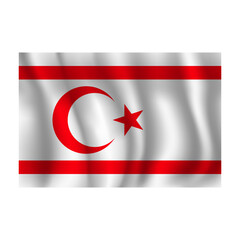 Flag of Northern Cyprus wavy flutters in wind, with folds 3d