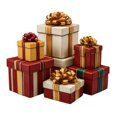 Gift boxes pile isolated on transparent background