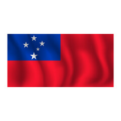 Flag of Samoa wavy flutters in wind, with folds 3d