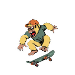 cartoon snowboarder jumping sticker 