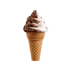 Scoop of ice cream in a cone. isolated-on-transparent-3d-background