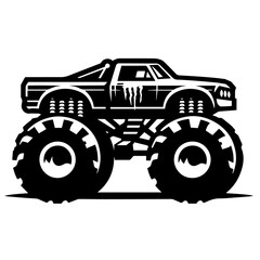 Black and white silhouette vector of a Monster Truck on white background © Blakez