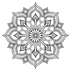 vector illustration of a flower mandala design coloring page