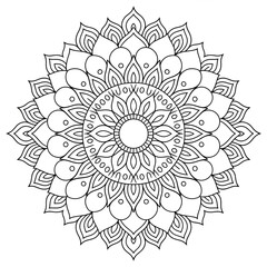 vector illustration of a flower mandala design coloring page