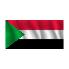 Flag of Sudan wavy flutters in wind, with folds 3d