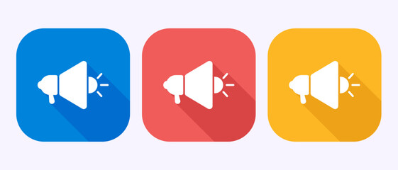 Megaphone icon design illustration, Loudspeaker icon, Shout announce sign in shadow button design