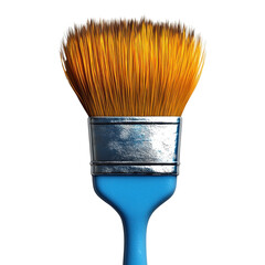 A paintbrush with a blue handle isolated on transparent background.