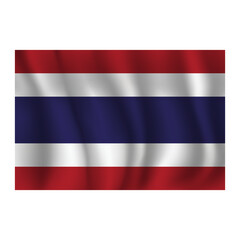 Flag of Thailand wavy flutters in wind, with folds 3d