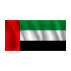 Flag of United Arab Emirates wavy flutters in wind, with folds 3d