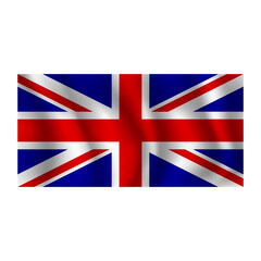 Flag of United Kingdom wavy flutters in wind, with folds 3d