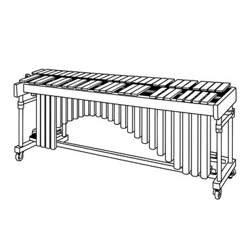 black and white marimba instrument clip art preview
