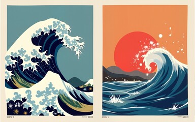 Wave Music Posters Set. High quality