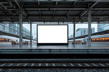 Obraz premium High-Speed Rail Background Blank Billboard Mock up on Railway Platform