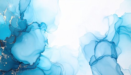 Abstract Blue And Gold Alcohol Ink Art Design