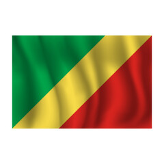 Flag of Republic of Congo wavy flutters in wind, with folds 3d